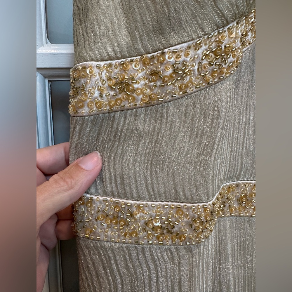 Vintage Cache Y2K Sequin Beaded Gold Romantic Formal Silk Gown Size 2 XS NWT - Picture 6 of 13
